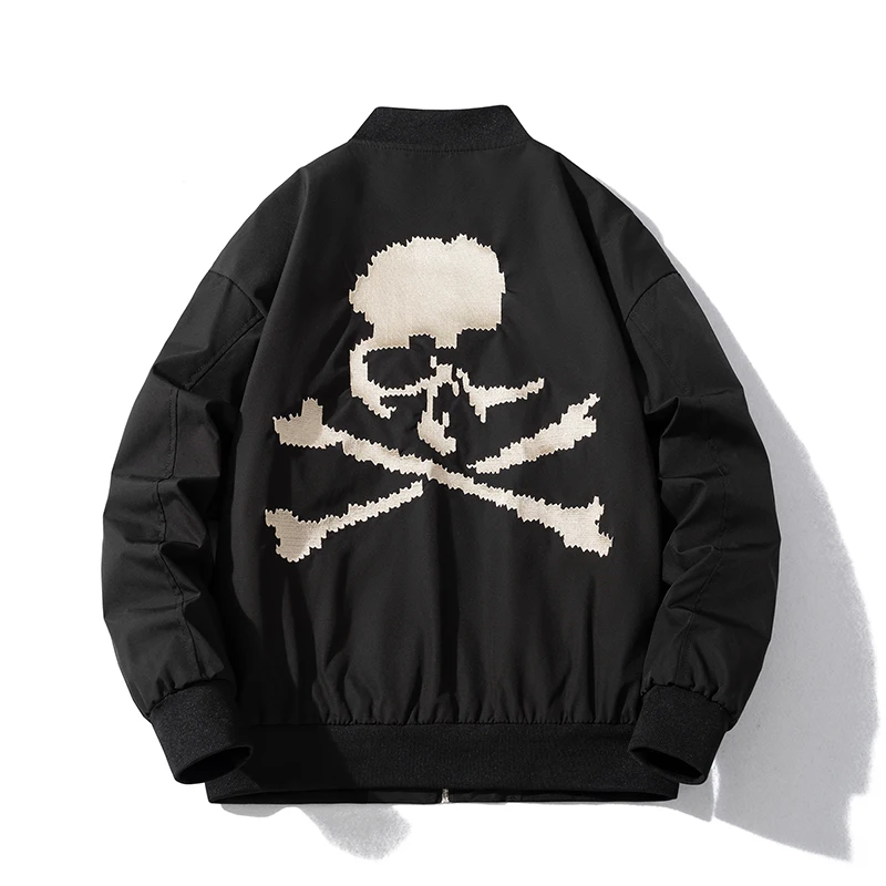 High Street Men's Jacket Skull Embroidery Baseball Clothing Casual Men Women Retro Hip-hop Jacket 2024 New #298