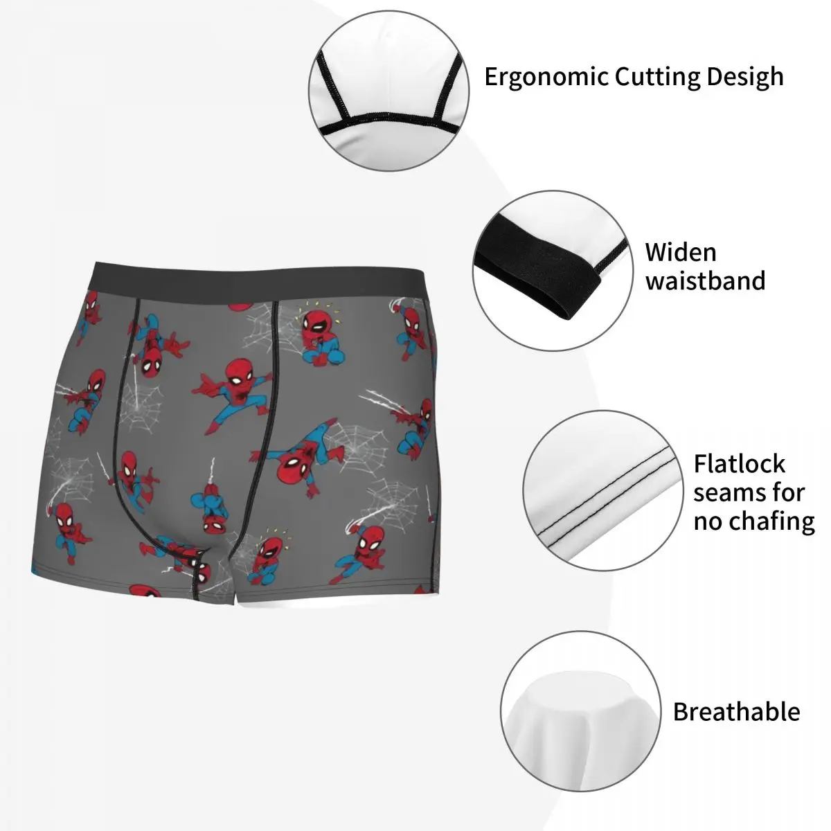 Spider-Man Comic Web Cool Boxers Gag Gift Man Humorous Underwear Cartoon Anime Quilt Underpants Comfortable Boxer Briefs Merch