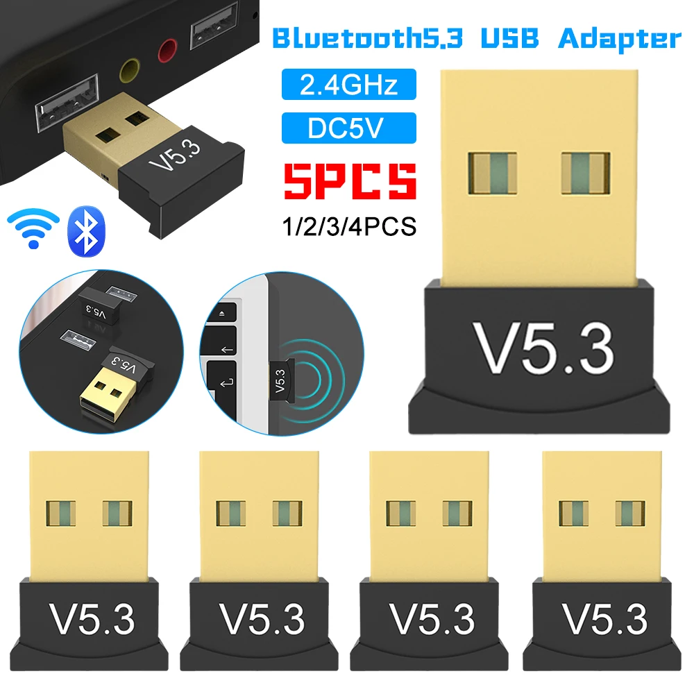 

1-5pcs USB Bluetooth 5.3 Adapter Transmitter Receiver Bluetooth Audio Bluetooth Dongle Wireless USB Adapters for PC Laptop