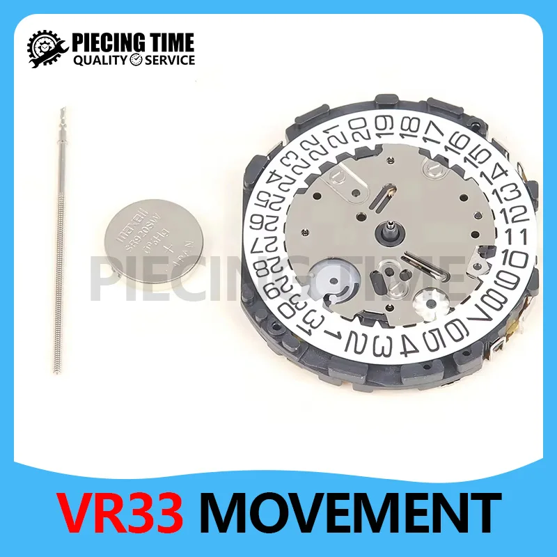 New VR33B Quartz Movement 6Hands 6/9/12 Small Second Date At 3 Watch Movement Accessories VR33 Movement Japan's