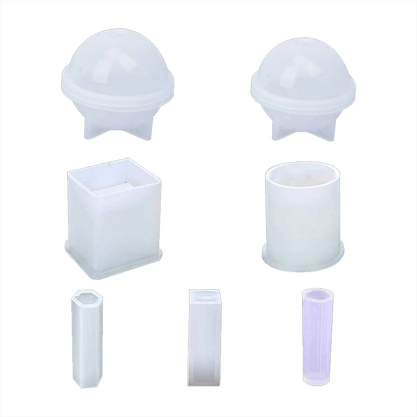 7 Piece Three Spherical Cylindrical Silicone Crystal Column Pendant Resin Diy Glue Jewelry Cup Turner for Crafts Tumbler Double