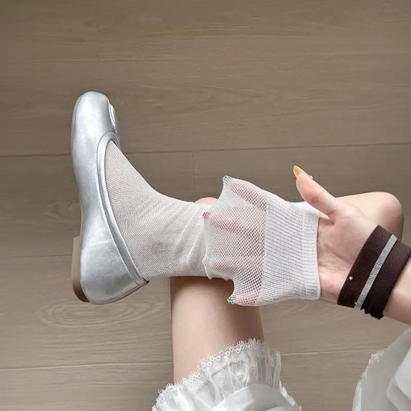 Sommerliche Dünne Tabi-Socken für Damen, 7 Farben, Baumwolle, Transparentes Netz, Rutschfest, Nahtlos, 2-Zehen-Socken mit Trennflügeln – Detail 8