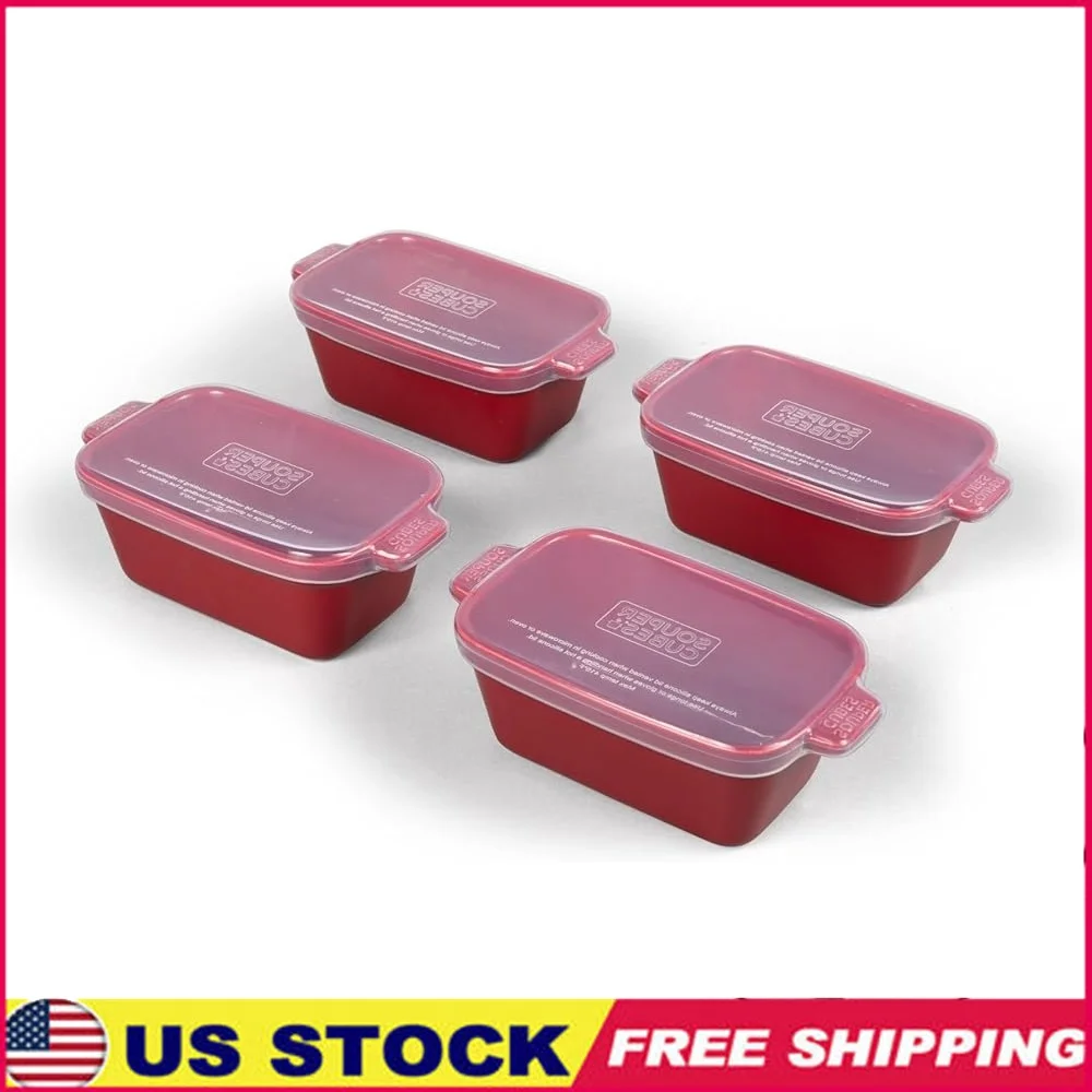 

Mini Stoneware Baking Dish with Silicone Lid Oven Safe Small Casserole Dish Individual Portions Microwave Safe Kitchen Storage