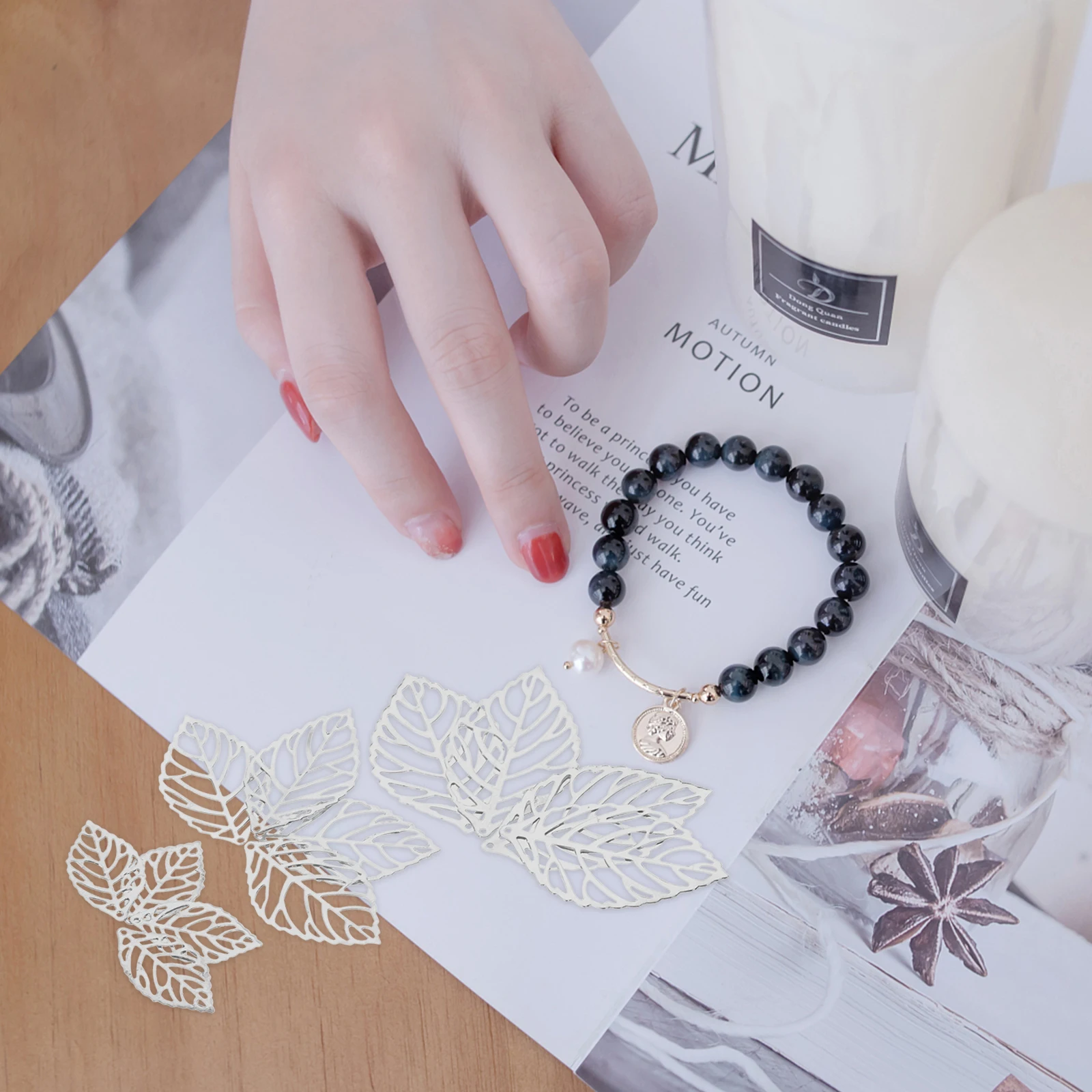 

2pcs 2 Bags Leaf Pendant Accessories Diy Jewelry Charms Decorative Dangle Craft Leaves Hollow Alloy Pendants Metal for Crafts