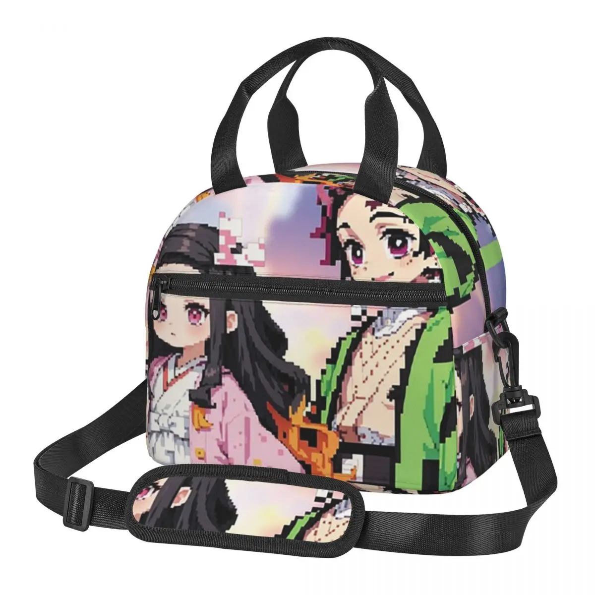 Nezuko Kimono Demon Slayer Kimetsu No Yaiba Anime Lunch Bags Bento Box Lunch Tote Picnic Bags Thermal Bag for Woman Girl Work