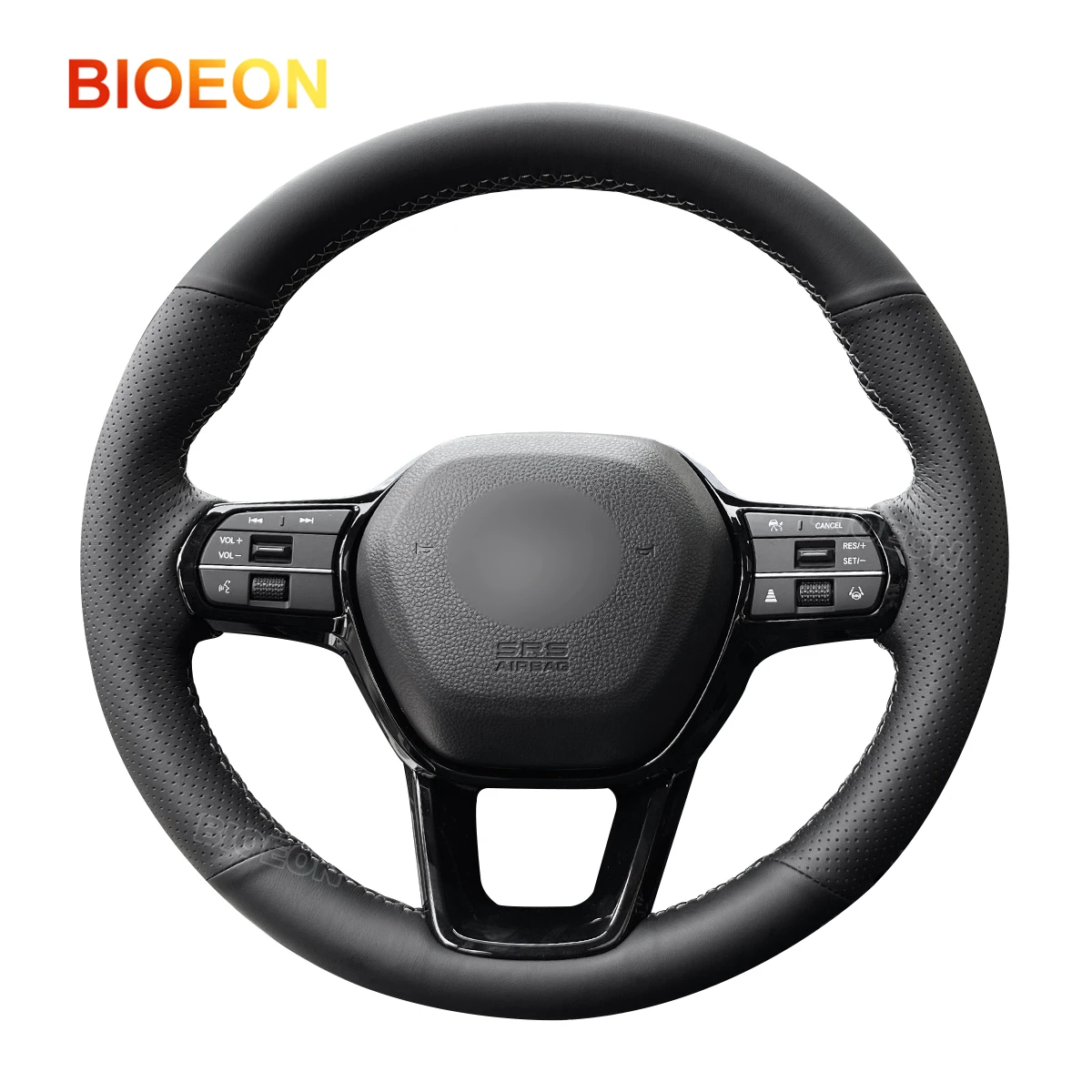 Bioeon Black PU Artificial Leather Steering Wheel Cover for Honda Civic 11 HRV 2022 -2024