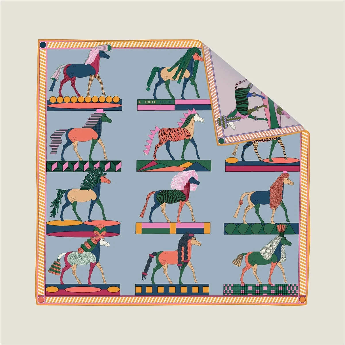 2025 New Style Rolled Edge Twill Silk Scarf Women Double Sided Horse Printing Square Scarves Wraps Echarpes Foulards Femme Hijab