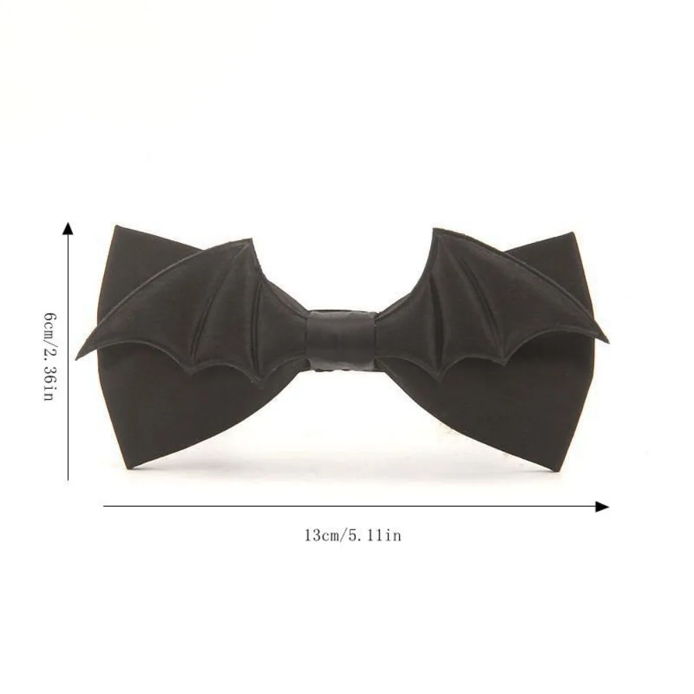 Simple PU Leather Halloween Cravat Black Adjustable Bat Bow Tie Soft Creative Men Necktie Suit Accessories