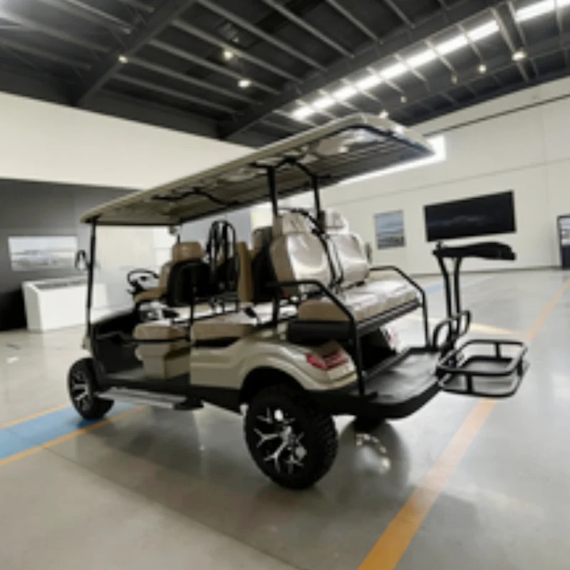 

China Supplier Wholesale Luxury 6 Seater Off Road Electric Golf Cart With Brown High-End Seats With Armrests Gear Adjustment