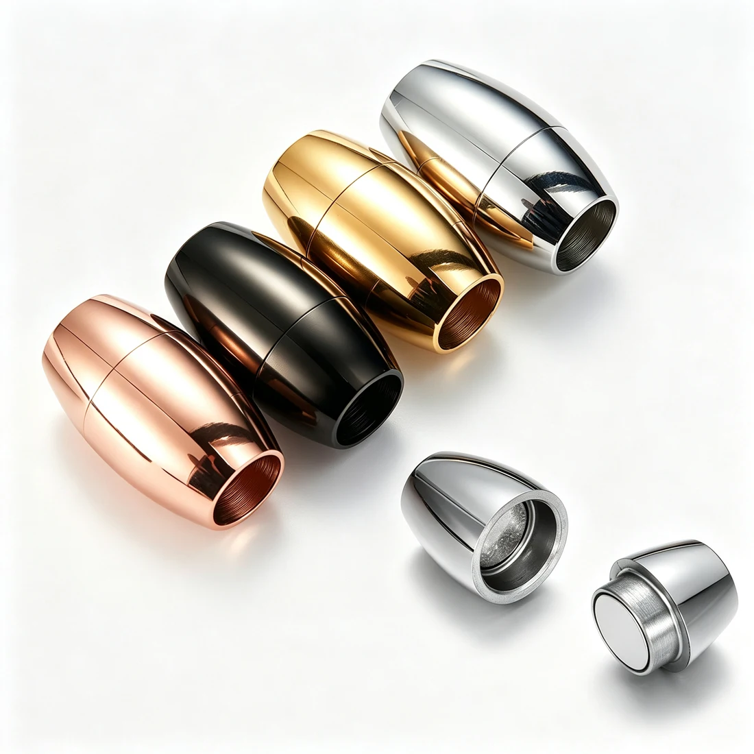 10Pcs Olive Shape Strong Magnetic Clasps 6MM Stainless Steel Connector Buckle For Braided Bracelet Necklace DIY Craft Supplies
