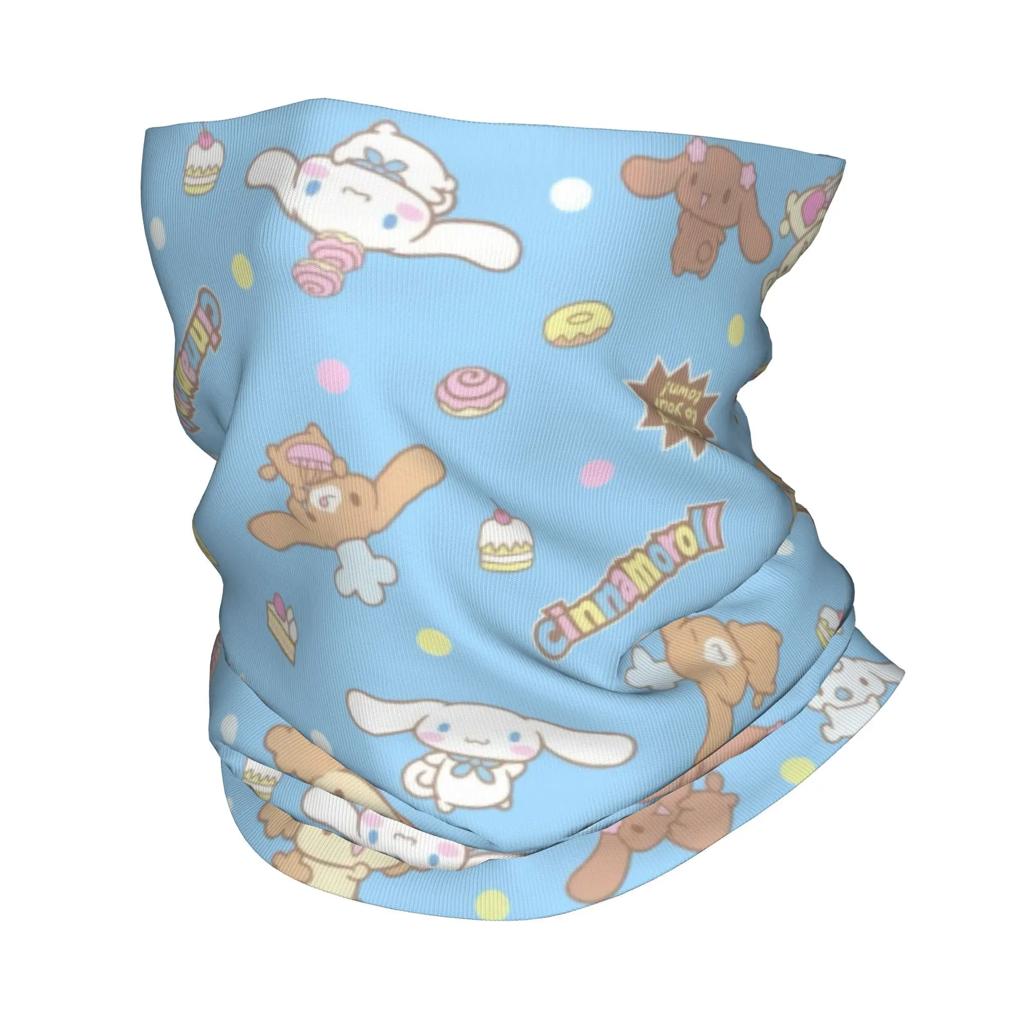 Custom HOT Cartoon Cute Cinnamoroll Bandana Neck Warmer Women Men Winter Ski Hiking Scarf Gaiter  Face Cover