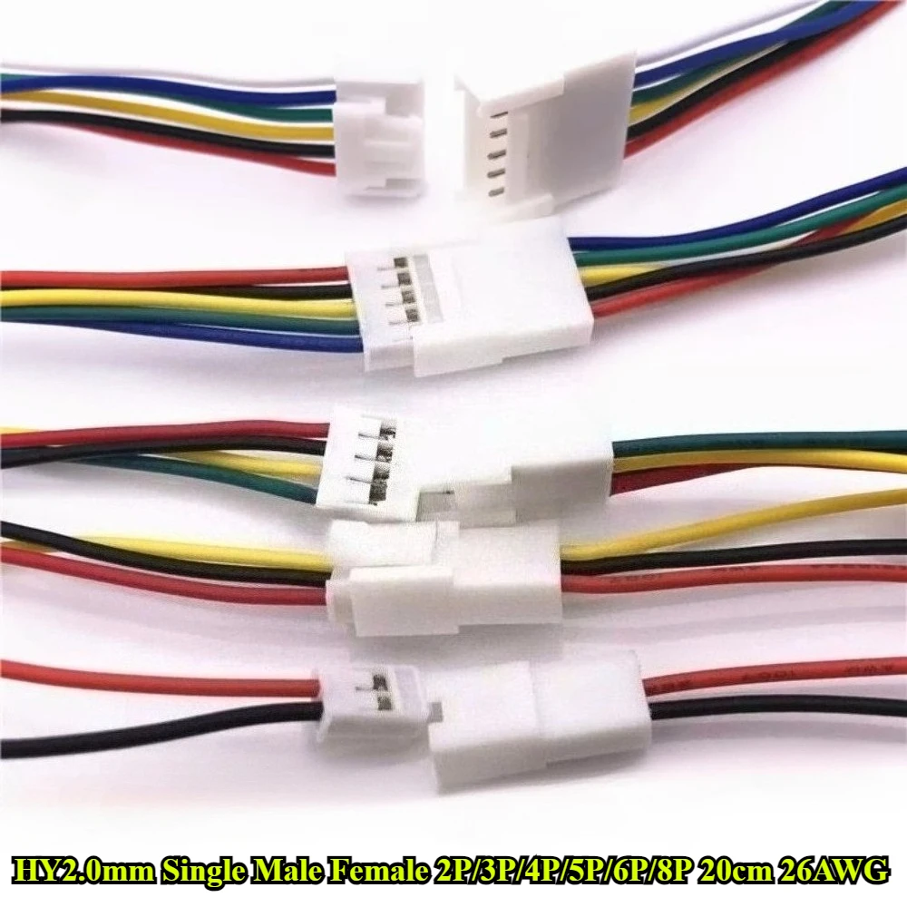 

HY2.0mm with Lock Buckle Single head Male Female 2P/3P/4P/5P/6P/8P Terminal Wire Length 20cm 26AWG Electronic Wire Connector