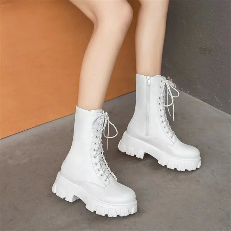 British style high top women's shoes 2026  spring and autumn thick soled women's shoes women's midsole short boots view 2