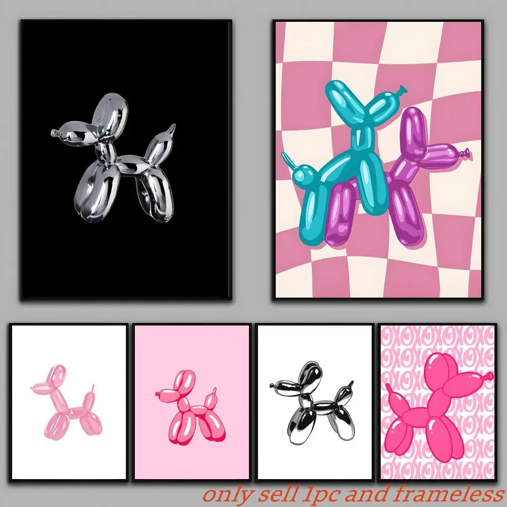 Pink Balloon Art Dog Poster Poster Painting Prints Wall Art Picture Film Room Home Bar Cafe Decor Mural