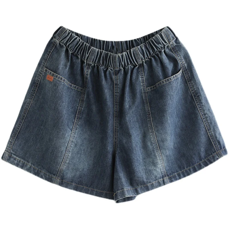 กางเกงยีนส์เดนิมผ้าฝ้ายทรงหลวมสไตล์วินเทจสำหรับผู้หญิง รุ่นใหม่ประจำฤดูร้อน ทรงขาบานเอวสูง