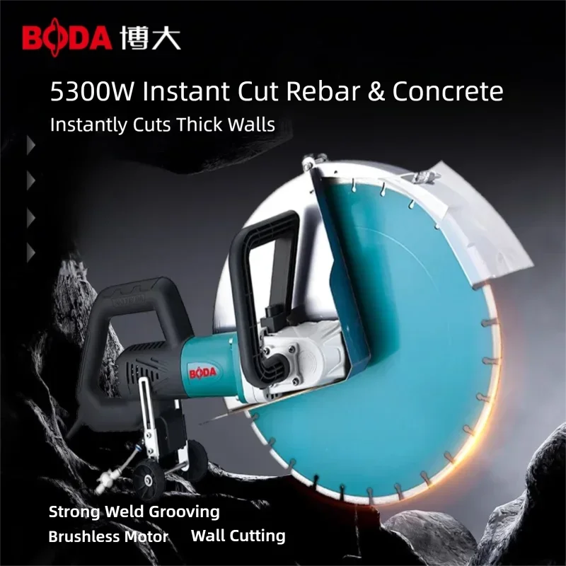 BODA BLC-420 Brushless Wall Grooving Machine 5300W Cutter with Water Pump 180mm Depth for Concrete Brick Rebar Dust Free