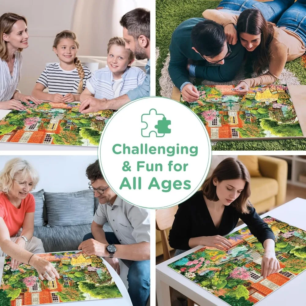 120/300/500/1000 قطع حديقة طاولة طعام بازل قطع للكبار الكرتون لغز لعبة تعليمية تحدي لعبة ليالي متعة