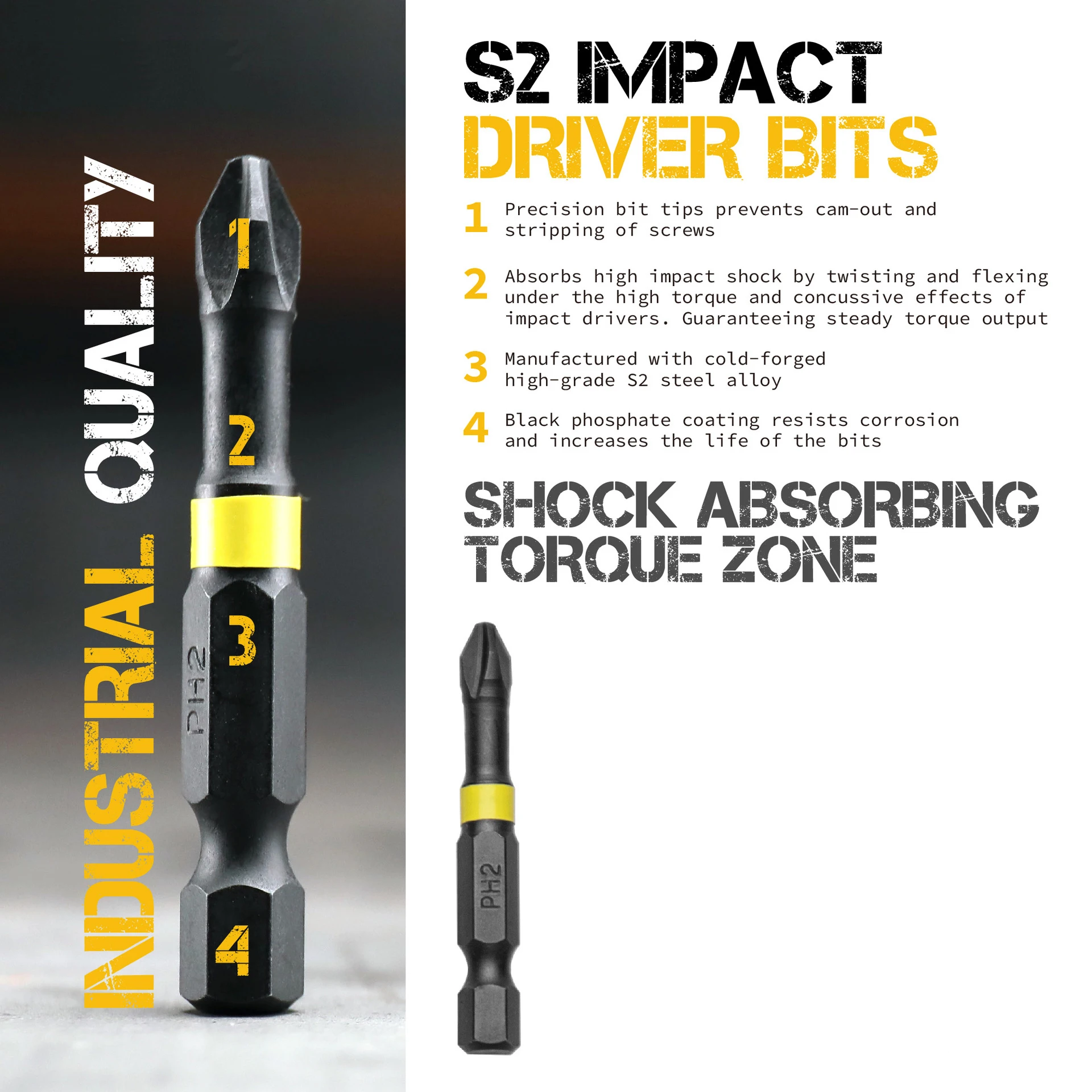 S2 Steel Impact Bit Set For Electric Tool Phillips Slotted Torx Screwdriver Drill Bits Magnetic Cross Tip Kit Repair Hand Tools