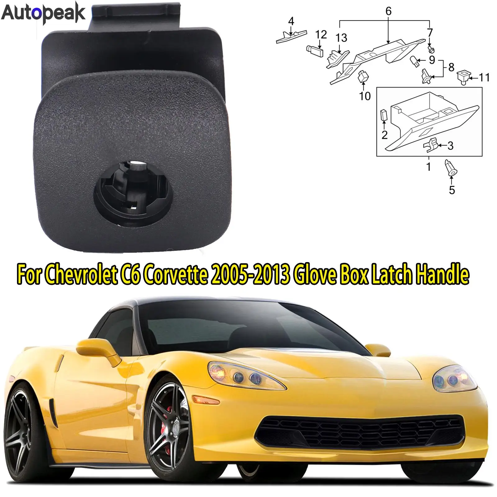 

For Chevrolet Corvette C6 2005 2006 2007 2008 2009 2010 2011 2012 2013 Car Parts Glove Box Lock Latch Lid Compartment Handle