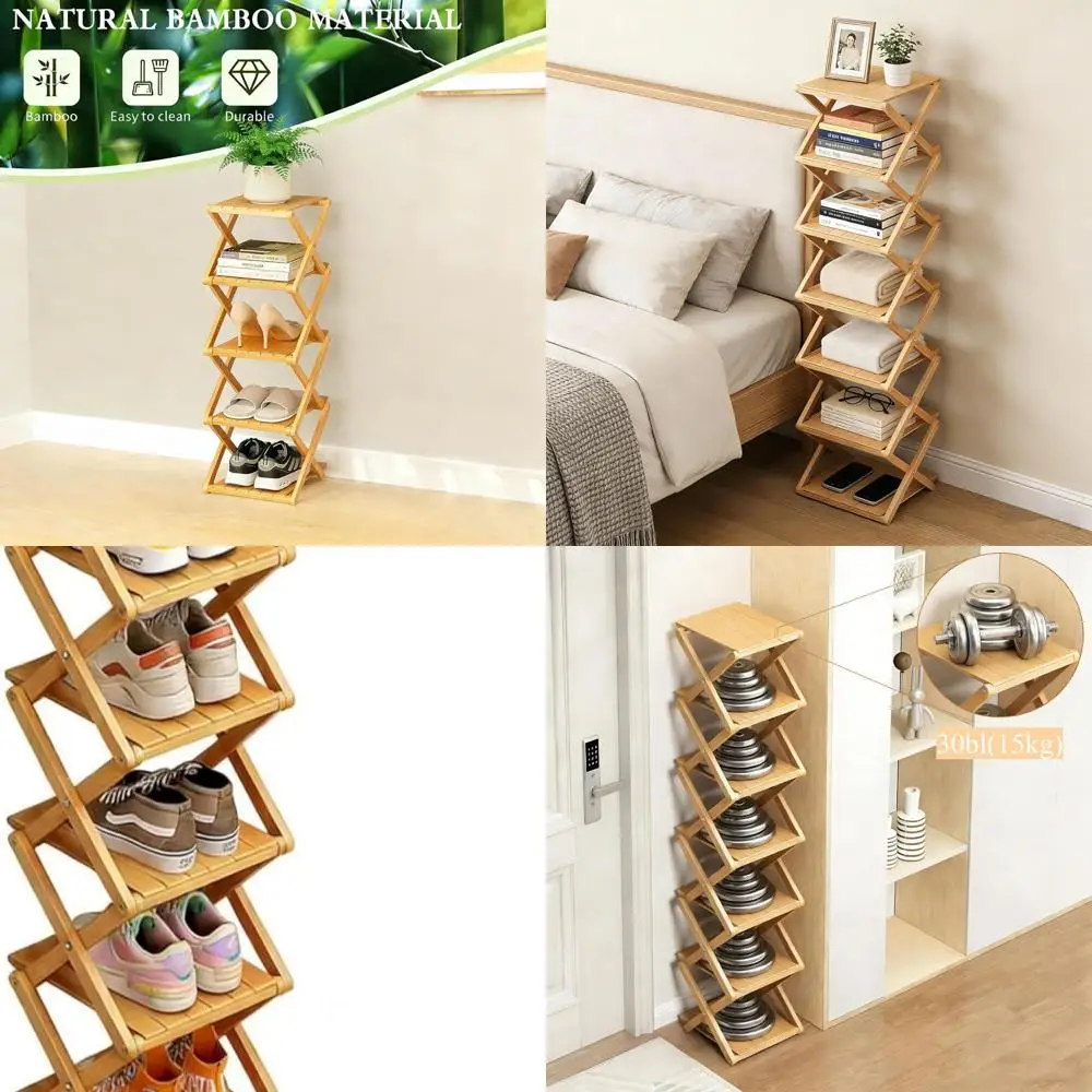 

Высокая и узкая складная полка для обуви, 6-уровневый компактный органайзер для домашних дел, углов и балконов
