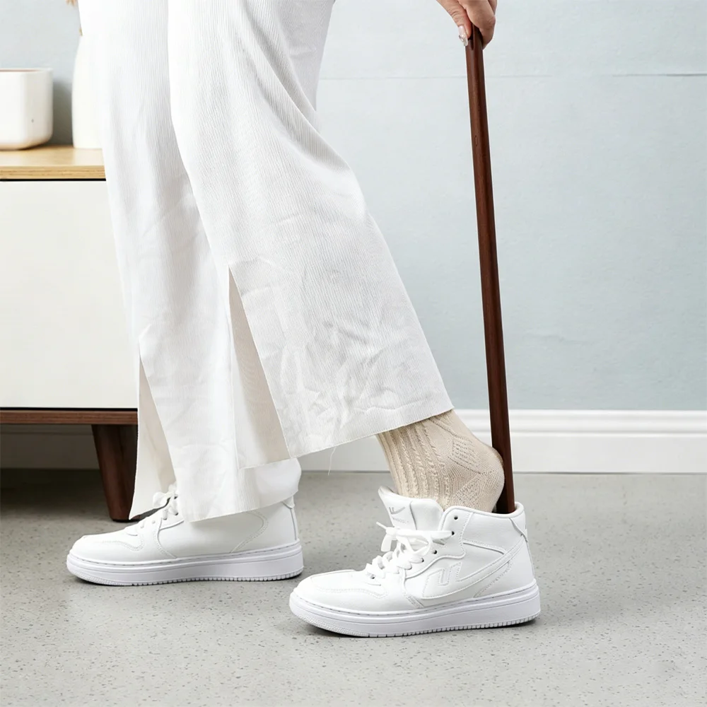 26/40/50/75cm Wooden Magnetic Shoe Horn, Wall Mount Self-Adhesive Shoe Helper with Magnetic Base