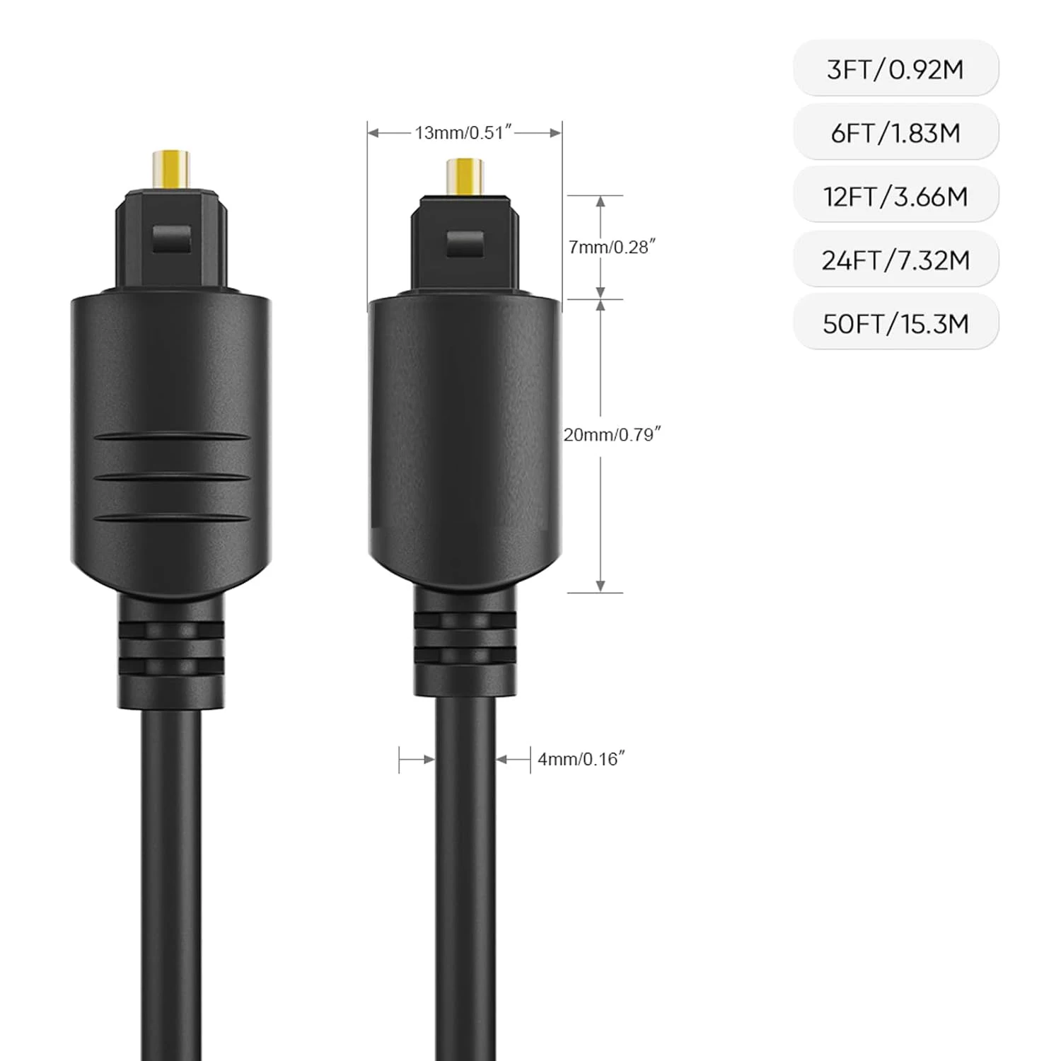 Gold-Plated TOSLINK SPDIF Audio Cable|Optic S/PDIF Cable for Soundbars, Home Cinema, Stereo Systems, Amplifiers, Xbox One, PS4