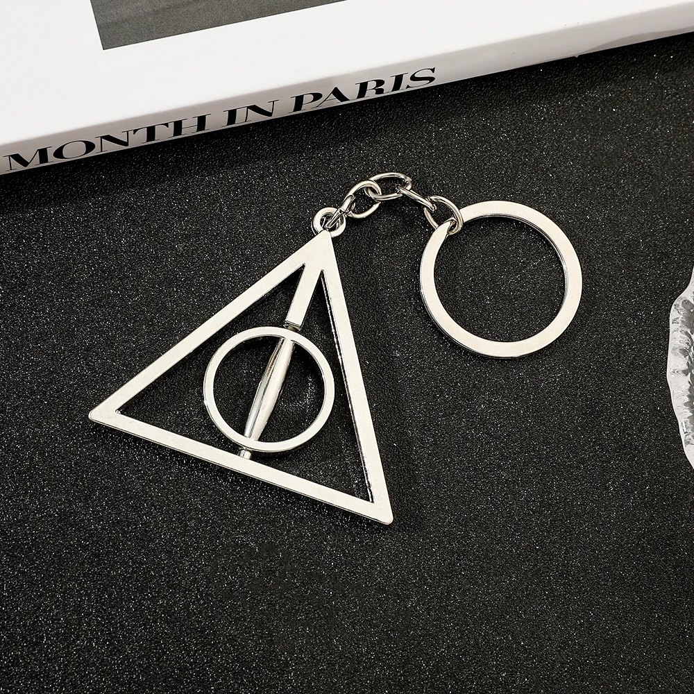 Movie Harry Potter Keychain Fashion Simple Deathly Hallows Keychain For Women Man Festival Cosplay Gifts