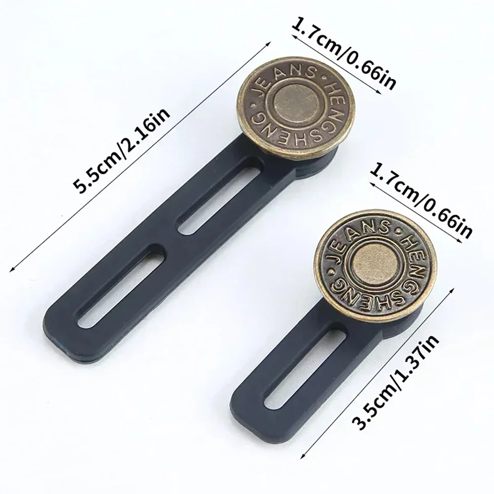 6pcs Universal Waist Expander DIY Crafts Metal Button Jeans & Pants Waist Extended Buckle Retractable Waistline Extended Button image 6