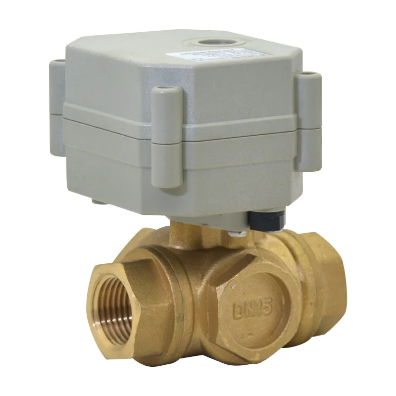 brass three-way valve, L- 3 way electric motorized control valve 24v 230v