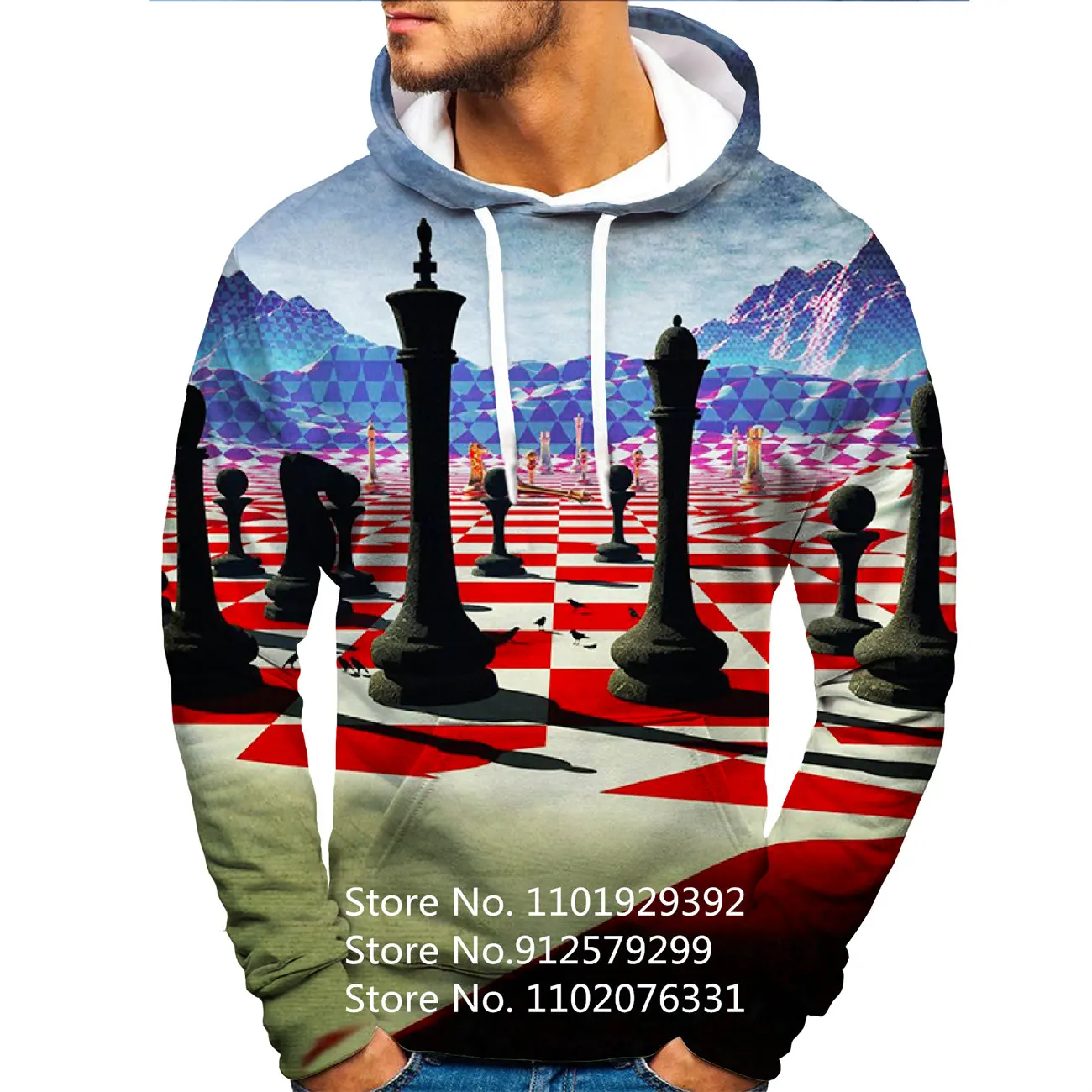 Sudadera con capucha con estampado 3D personalizado para hombre, chaqueta ligera informal, moda urbana internacional de ajedrez, primavera y otoño