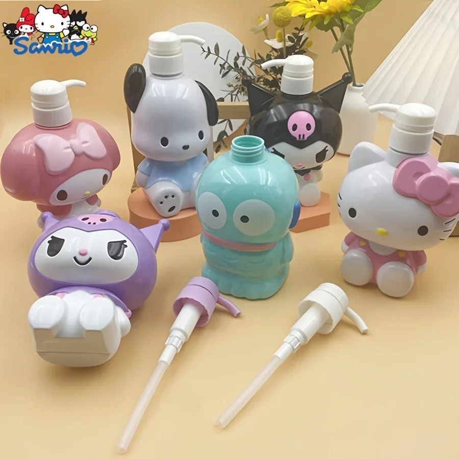 Cartoon Cinnamoroll Kuromi Melody Fles Kawaii Hello Kitty Grote Capaciteit Fles Shampoo Fles voor Douchegel Handzeep