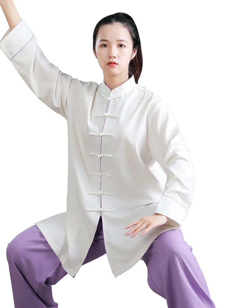 New Unisex Spring Autumn Premium Hemp Three-Color Block Martial Arts Performance Competition Tai Chi Costume for Daily Practice