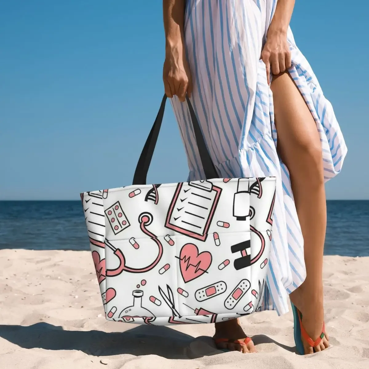 Enfermera En Apuros Doctor Nurse Medical Beach Tote Bag Sport Gym Yoga Duffle Large Tote Bag Women Travel Bag Fitness bag