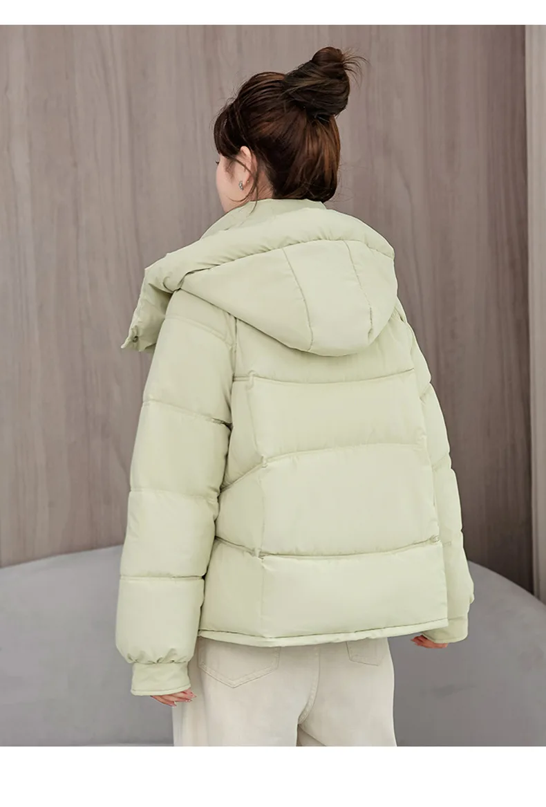 Winter Thick Puffer Coat Women Zip Up Windproof Russian Cold Weather Snow Jacket Detachable Hooded Outerwear Candy Color New