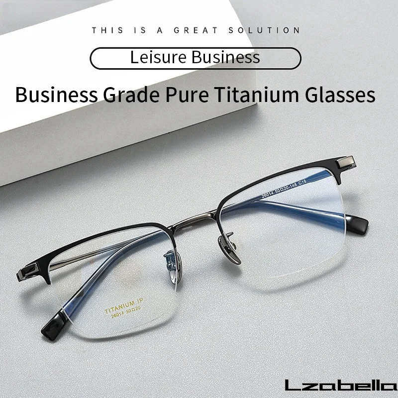 

Business Men Ultralight Titanium Alloy Glasses Frame For Myopia Reading Prescription Spectacles Half Rim Eyewear New H26014Y