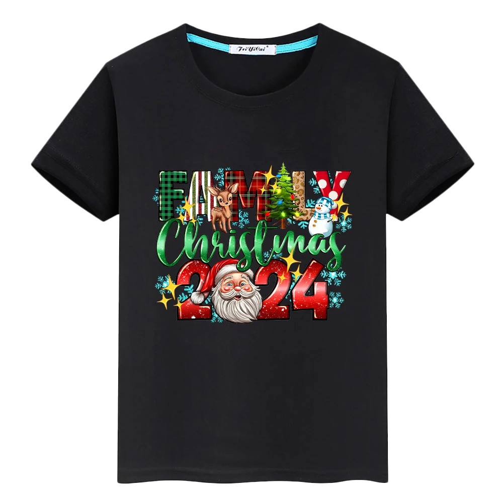 Christmas Graphics t shirt for kids boy 10years Cotton Tops anime Short Merry Christmas Cute Tees  y2k one piece girls clothes