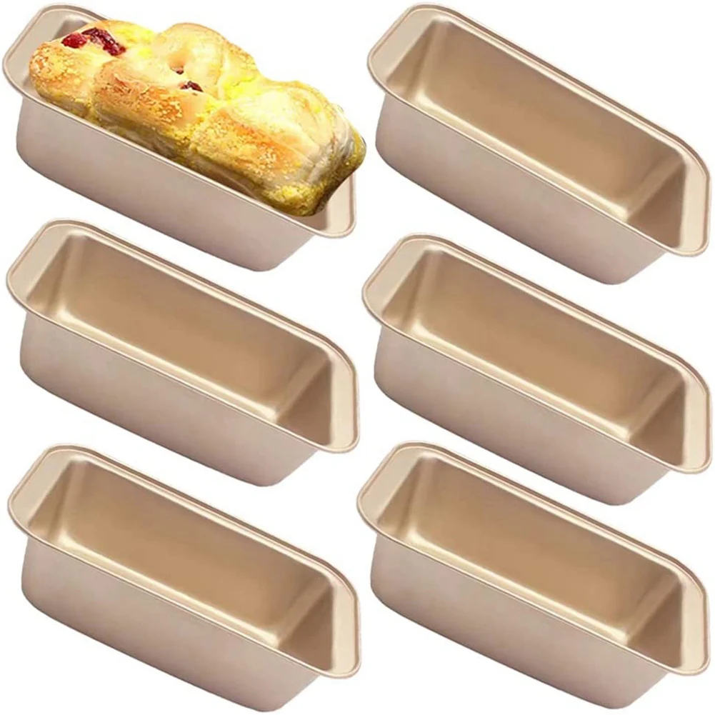 M10K Bread Pan Loaf Pan for Baking, Non-Stick Carbon Steel Baking Bread Toast Mold Loaf Baking Pan Set (Golden 6Pcs)