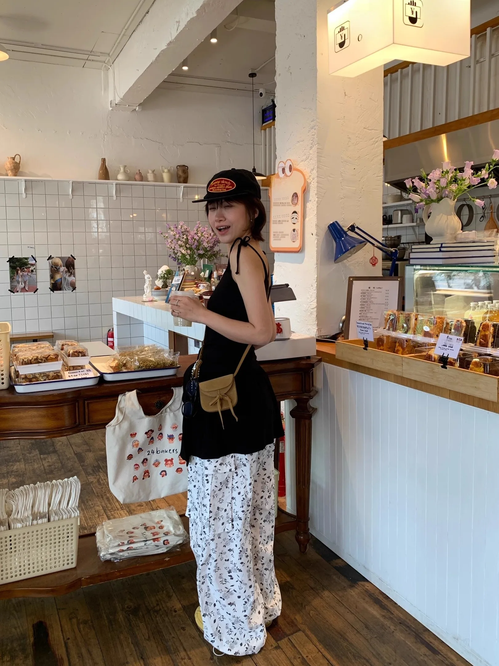 

Свободные повседневные брюки в корейском стиле с цветочным принтом, женские брюки с высокой талией, прямые, из хлопка, для работы, лето 2025