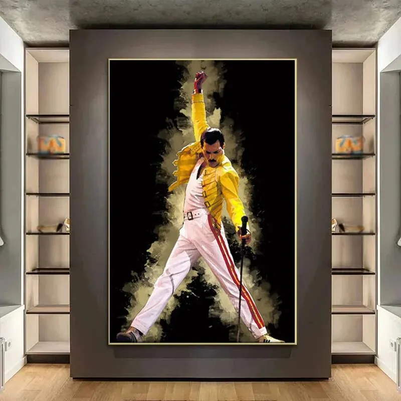 Freddy Mercury Queen Bohemian Rhapsody Canvas Wall Art - Classic Graffiti Style Print Home Decor Poster