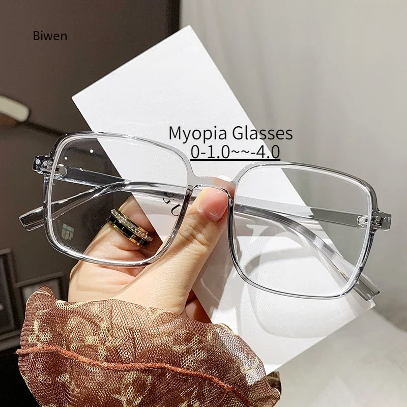 

Square Neutral Myopia Glasses Anti Blue Light Flat/degree Glasses Retro Large Frame -1.0 To -4.0 Myopia Finished Glasses gafas