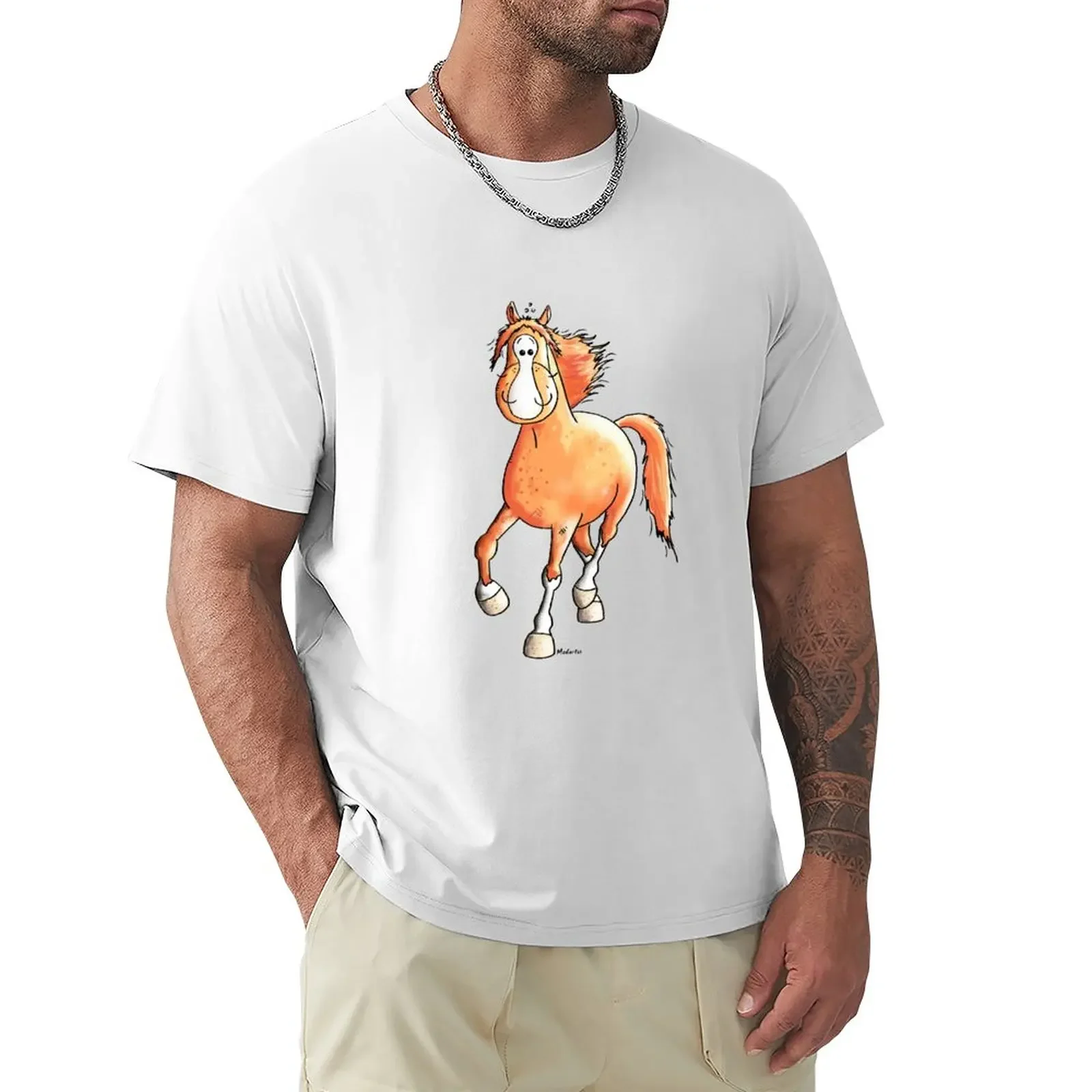 Running chestnut horse - Gift - Cartoon - Horses T-Shirt plus size tops tees men workout shirt