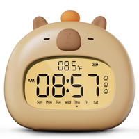 AEE6-1PCS Capybara Alarm Clock For Kids, Ready To Rise Children's Sleep Trainer,Cute Capybara Clock Dimming Night Light