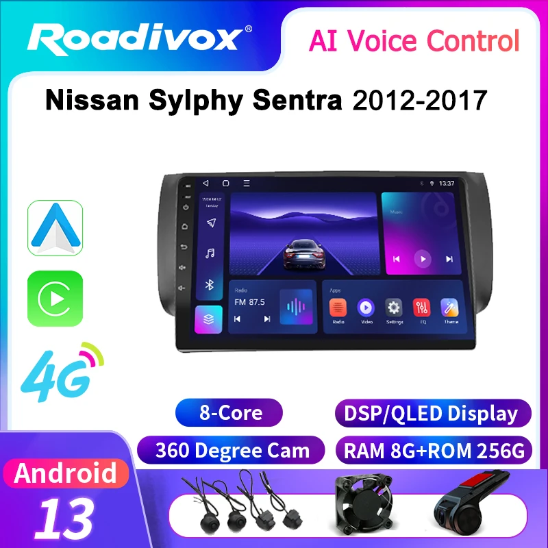 

roadivox Android car radio for Nissan Sylphy Sentra 2012 2017 stereo GPS Navigation video Multimedia Player tape recorder