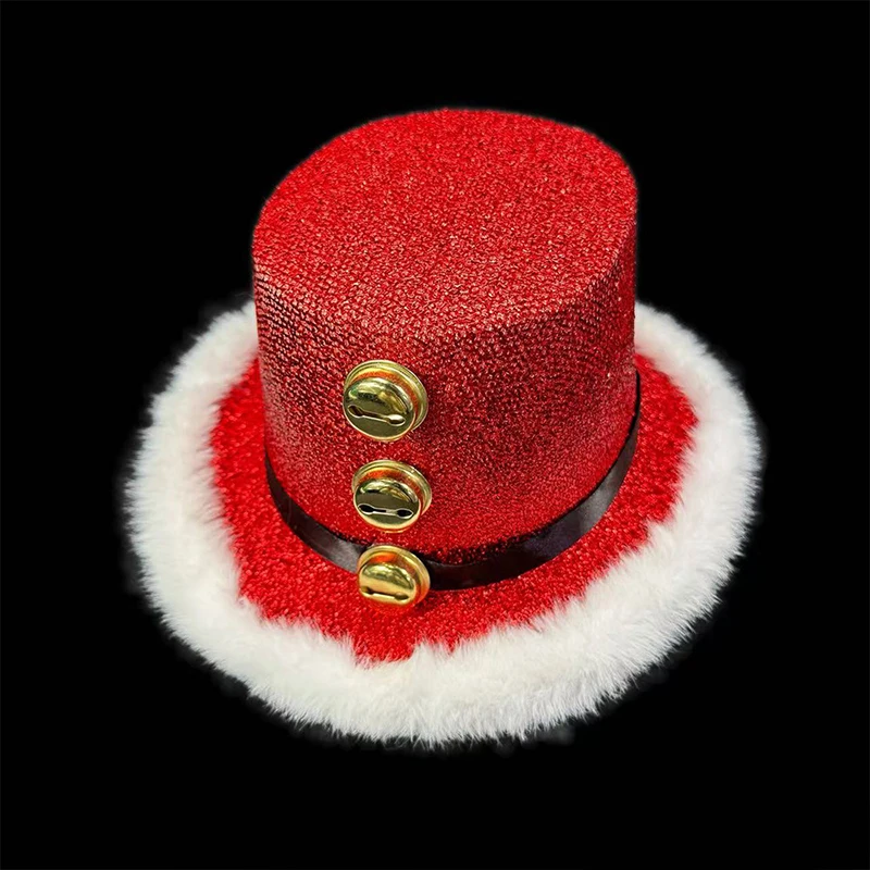 Sombrero de Papá Noel a la moda, sombreros de Papá Noel, pelusa blanca y 3 campanas, sombreros de fiesta, mujeres, hombres, familia, Navidad, Año Nuevo, reunión, Cosplay