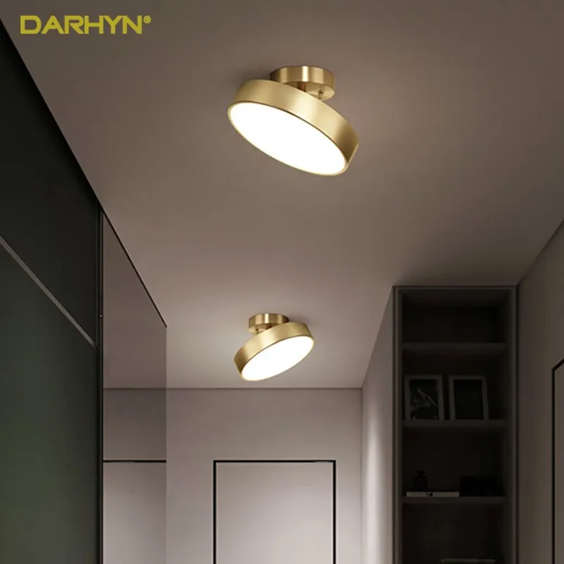 Modern LED Ceiling Lights Nodic Home Decor Accessories For Bedroom Living Dining Room Corridor Lamps Round Copper Decor Fixture