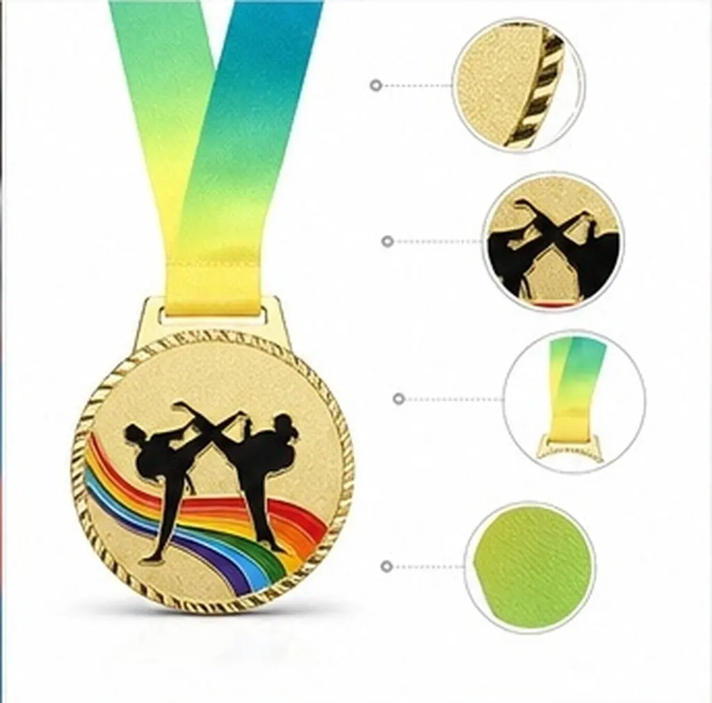 Premium Zinc Alloy Taekwondo Medal Gold Finish Sleek Award for Taekwondo Events Competitions Winners Recognition Sports