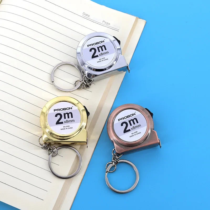 Portable Mini Tape Measure Retractable 2m Mild Steel Keychain Design Small Household Measuring Tool for DIY Crafting and Sewing