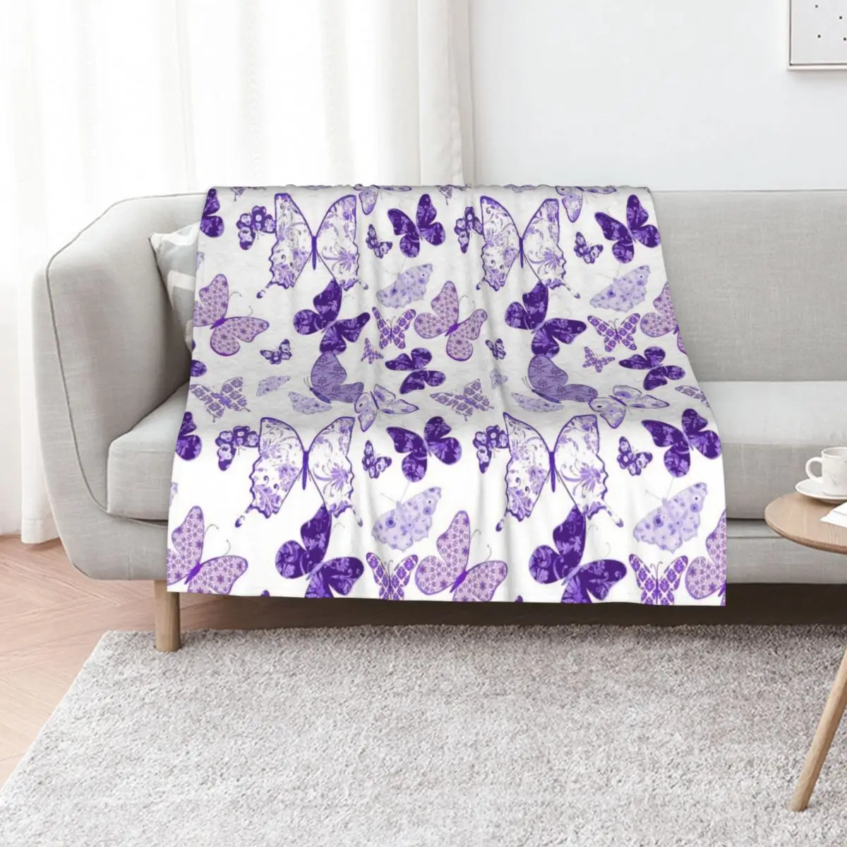 Beautiful Purple Butterflies A Throw Blanket anime Hairy wednesday Sleeping Bag Cute Thins Blankets