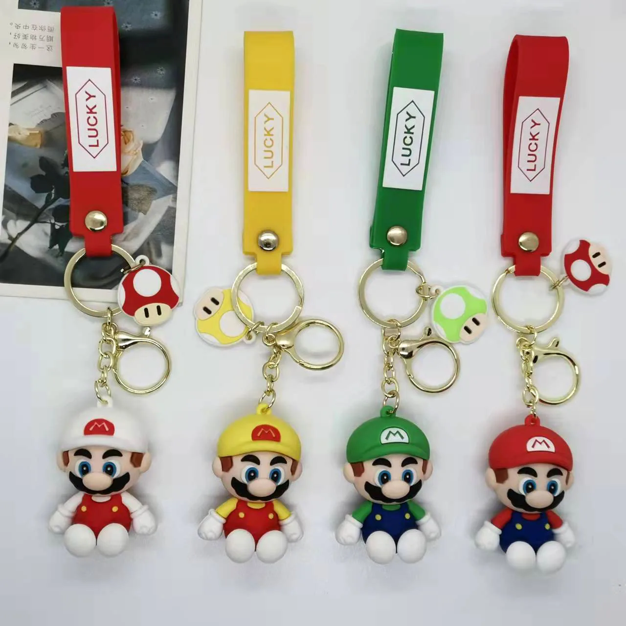 

Cross Border Cartoon Sitting Posture and Big Head Mario Keychain Car Keychain Bag Accessories Gift Wholesale Toys Anime Cartoon