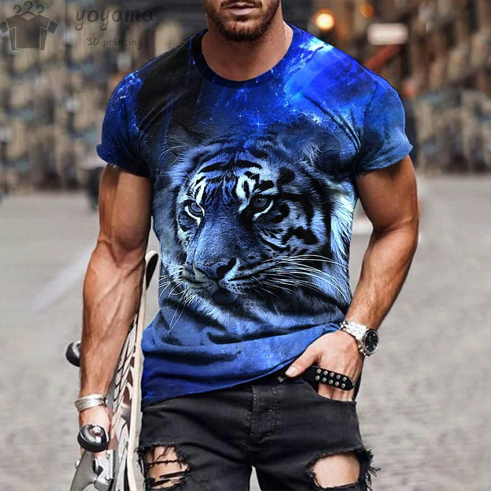 

New Fashion Ferocious Tiger Animal 3d Printed T-Shirts Men Summer O-Neck Oversized T-Shirt Short Sleeve Tee Tops Men's Clothing